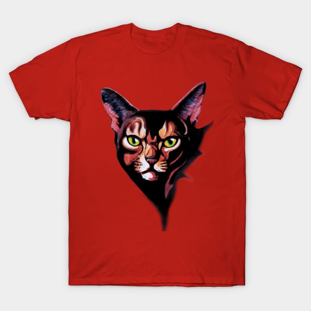 Cat Portrait Watercolor Art Paint Style T-Shirt by BluedarkArt